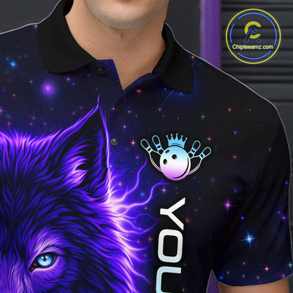 Custom Galaxy Wolf Bowling Jersey for Men Bowling Uniform Polo &1/4 Zip Bowling Team Shirts HNT251