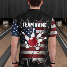 Load image into Gallery viewer, Custom US Flag Bowling Jersey for Men Bowling Team Shirts Bowling Uniform Polo &amp; 1/4 Zip HNT161