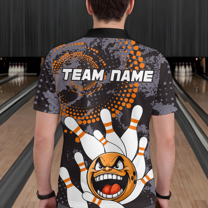 Orange Camo Bowling Shirt Funny Bowling Team Jersey for Men Polo Bowling Shirt QZT255