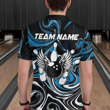 Load image into Gallery viewer, Personalized Bowling Shirt for Men and Women Bowling Team Jersey Blue Polo Shirt QZT601