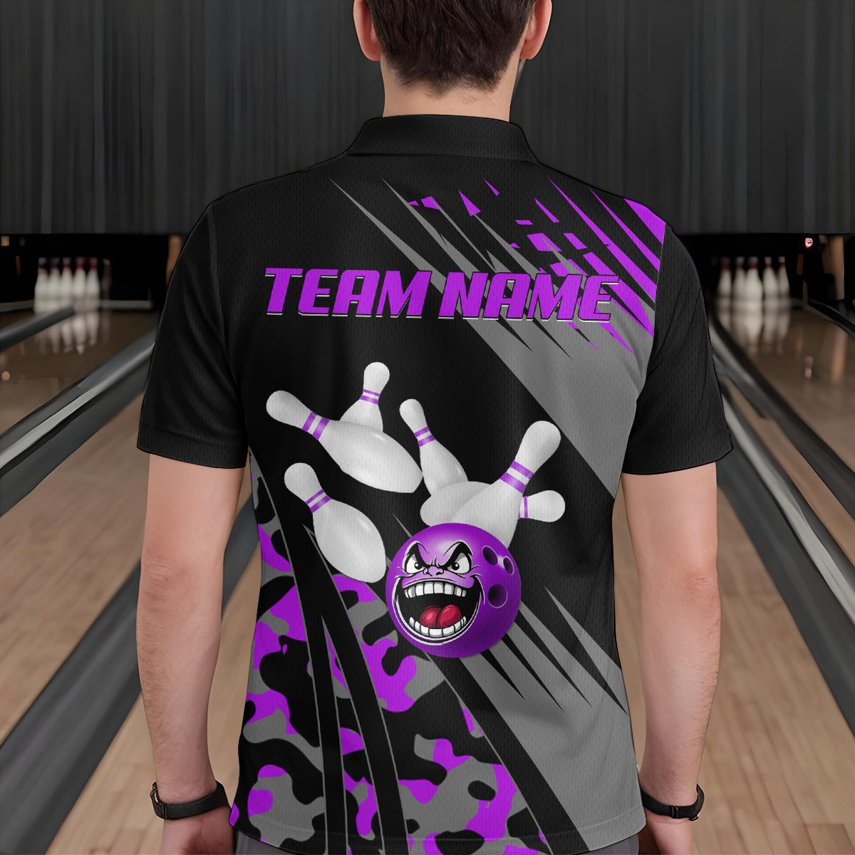 Personalized Purple Crazy Bowling Shirt Polo Bowling Jersey Bowling Outfit QZT609