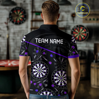 Men's Custom Darts Shirt With Purple-Black Dartboard And Arrows Pattern NYN0264