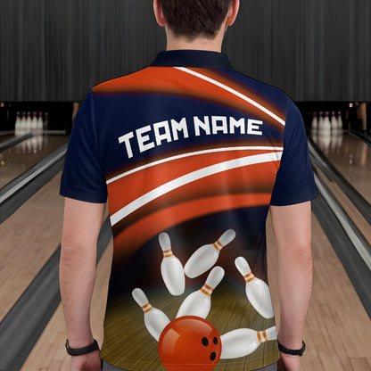 Custom Orange Bowling Jersey Bowling Team Shirts For Men Bowling League Polo & 1/4 Zip HNT163