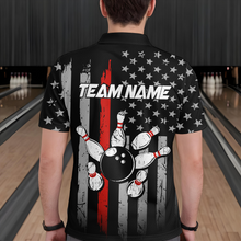 Load image into Gallery viewer, US Red Flag Bowling Shirt for Men Custom Name Polo &amp; Quarter-Zip Bowling Jersey Bowling Team Shirt HNT23