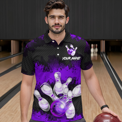 Customize Purple Bowling Shirts for Men Women Team Bowling Polo & 1/4 Zip Shirts MBL81