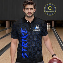 Load image into Gallery viewer, Custom Strike Blue Bowling Men Bowling Shirt Polo &amp; Quarter-Zip Bowling Team Jerseys HNT79