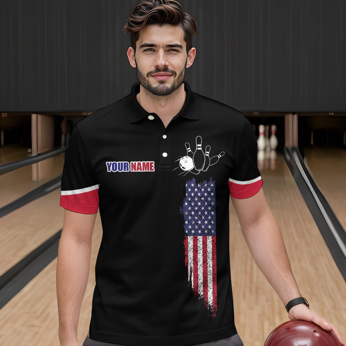 American Bowling Polo Shirt For Men & Women Custom Eagle Bowling Team Jersey Black Unisex BDT539
