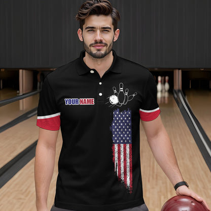 American Bowling Polo Shirt For Men & Women Custom Eagle Bowling Team Jersey Black Unisex BDT539