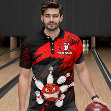 Load image into Gallery viewer, Red Bowling Shirt Custom Bowling Jersey Men Women Team Bowling Polo 1/4 Zip Shirt MBL56