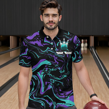 Load image into Gallery viewer, Purple Bowling Custom Men Bowling Shirt Polo &amp; Quarter-Zip Bowling Team Jerseys HNT48