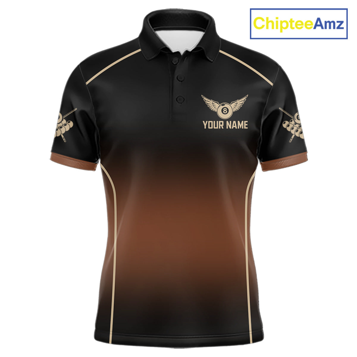 Black And Brown 8 Ball Pool Men Billiard Polo & 1/4-Zip Shirt Custom Billiard Balls Jerseys NYN2442