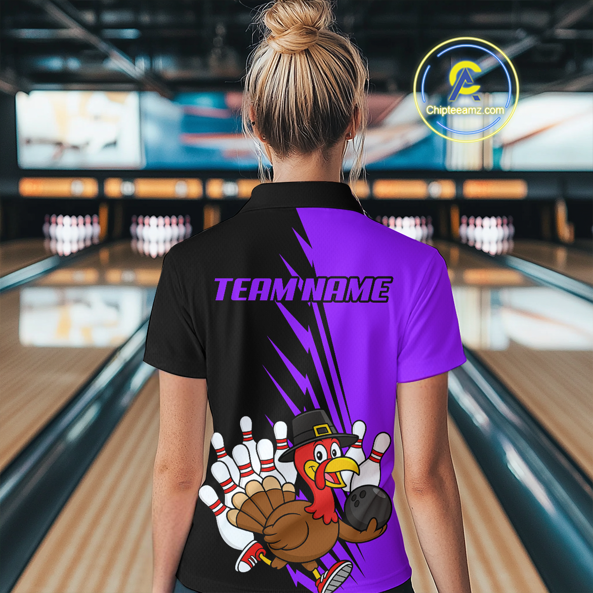 Purple Turkey Bowling Shirts for Women Men Team Custom Bowling Jerseys Thanksgiving MBL180