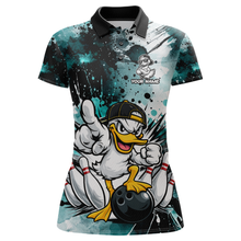Load image into Gallery viewer, Custom Teal Funny Duck Bowling Jersey for Women Bowling Uniform Polo &amp; 1/4 Zip Bowling Team Shirts HNT237