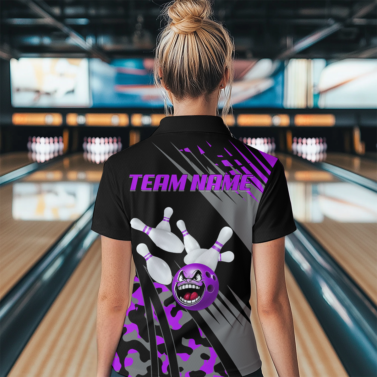 Personalized Purple Crazy Bowling Shirt Polo Bowling Jersey Bowling Outfit QZT609