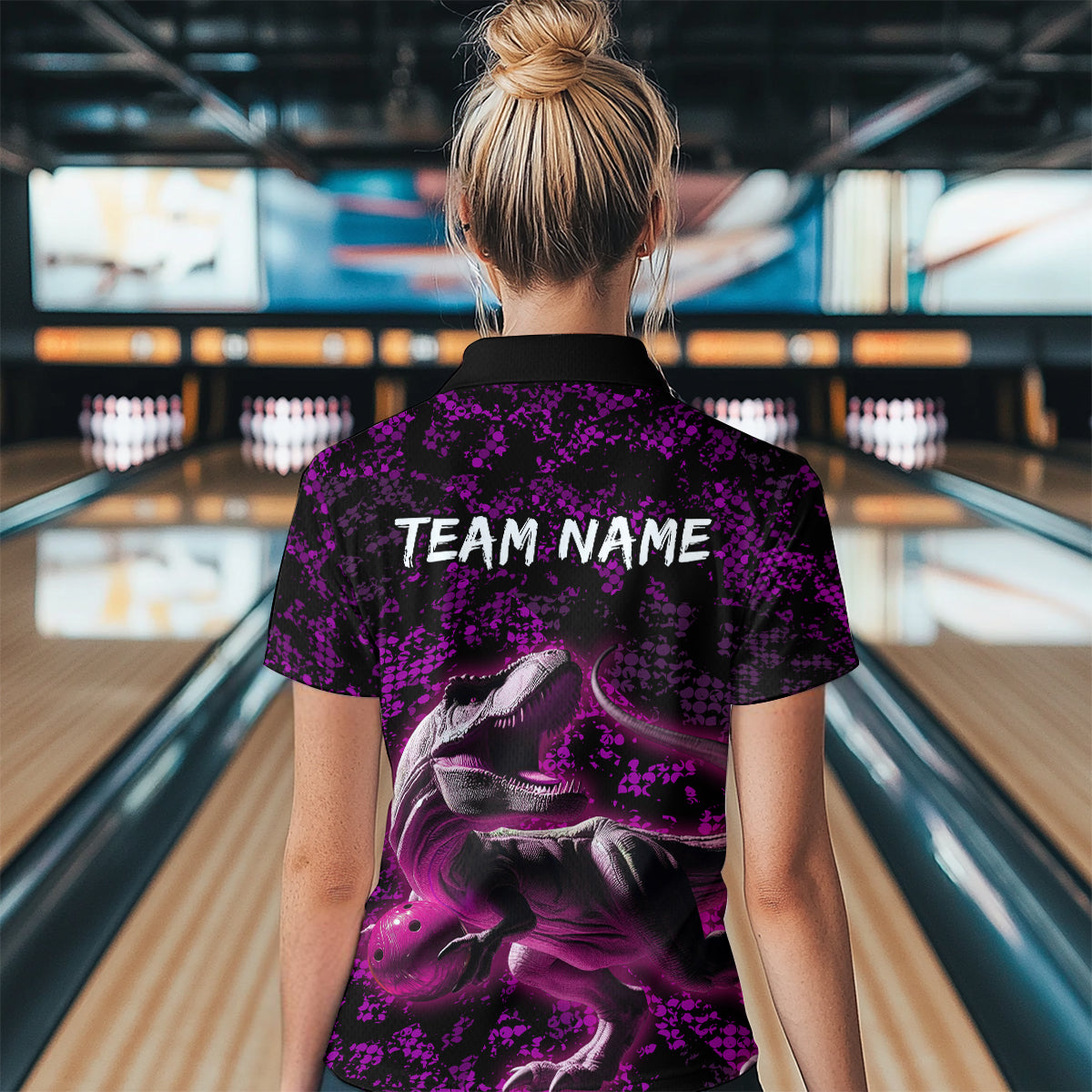 Custom Purple Bowling Shirt Sauropod Bowling Jersey Quarter Zip Bowling League QZT632