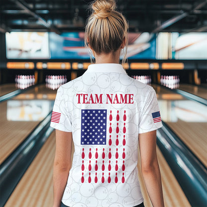 Patriotic Bowling Shirt for Men Women Team Custom White Bowling Polo & 1/4 Zip Shirt MBL23