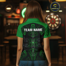 Load image into Gallery viewer, Armor-Style Tribal Green Dartboard Women's Darts Shirt - Custom Name For Darts Jersey NYN0432