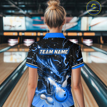 Load image into Gallery viewer, Blue Dragon Flaming Bowling Shirt for Men and Women Custom Bowling Jersey for Team MBL87