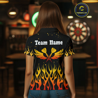 Women’s Darts Team Shirt - Rust Phoenix And Flame Pattern | Custom Name Option NYN0304