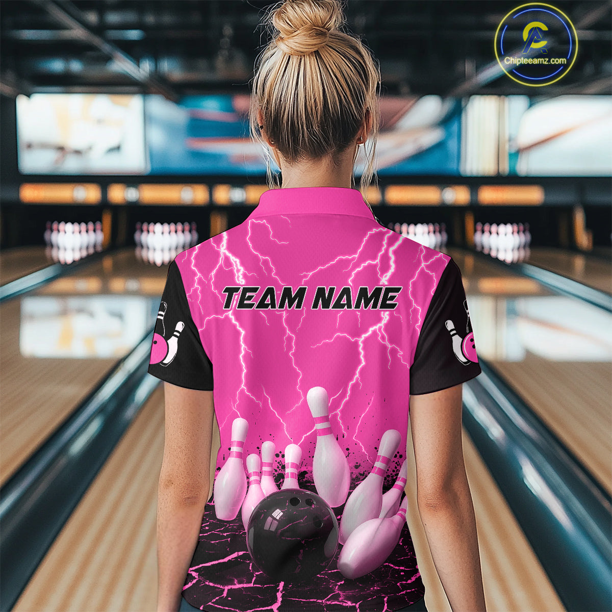 Pink Thunder Lightning & Lava Bowling Shirt for Men Women Team Bowling Jersey MBL92