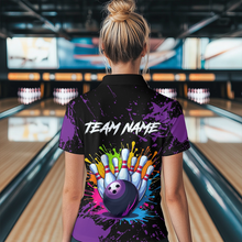 Load image into Gallery viewer, Custom Purple Watercolor Bowling Shirts for Men Women Team Funny Bowling Jersey MBL45