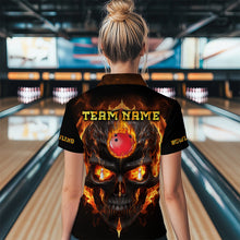 Load image into Gallery viewer, Skull Bowling Shirt For Women Flame Bowling Team League Jersey Custom Bowling Polo Shirt BDT333