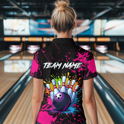 Custom Pink Watercolor Bowling Shirts for Men Women Team Funny Bowling Jersey MBL45