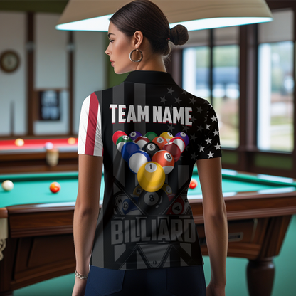 US Flag Billiard Shirt Billiard Jersey for Men Billiard Gifts for Women Team Polo & 1/4 Zip NNT21