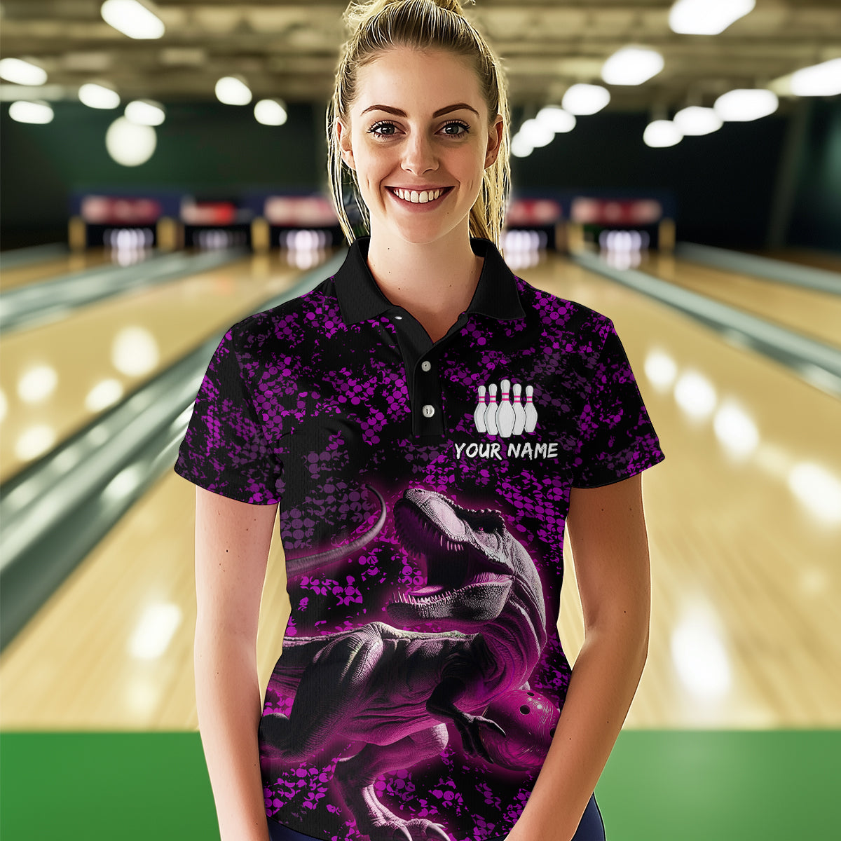 Custom Purple Bowling Shirt Sauropod Bowling Jersey Quarter Zip Bowling League QZT632