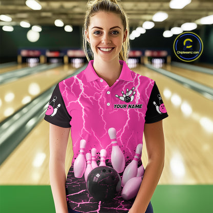Pink Thunder Lightning & Lava Bowling Shirt for Men Women Team Bowling Jersey MBL92