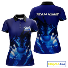 Load image into Gallery viewer, Blue Bowling Shirts for Team Women Men Custom Wolf Bowling Jerseys for Couples MBL202