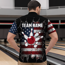 Load image into Gallery viewer, Custom US Flag Bowling Jersey for Men Bowling Team Shirts Bowling Uniform Polo &amp; 1/4 Zip HNT161