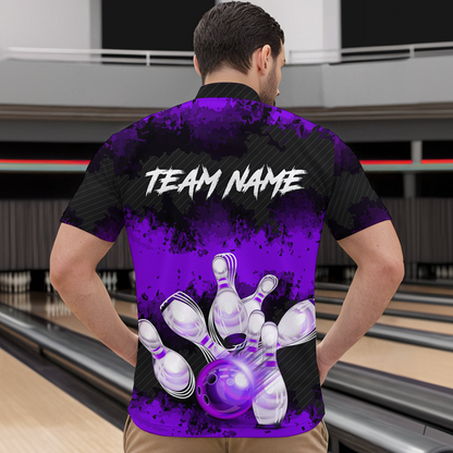 Customize Purple Bowling Shirts for Men Women Team Bowling Polo & 1/4 Zip Shirts MBL81