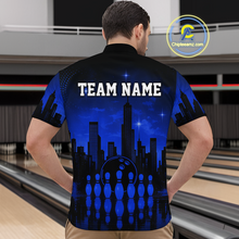 Load image into Gallery viewer, Blue Bowling Custom Men Bowling Shirt Polo &amp; Quarter-Zip Bowling Team Jerseys HNT66