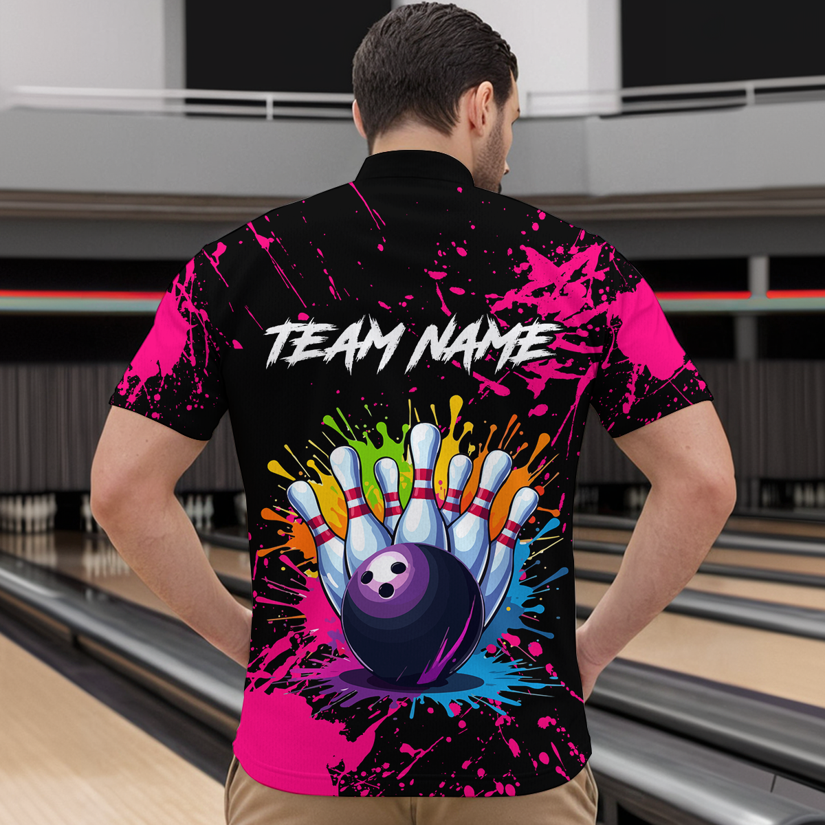 Custom Pink Watercolor Bowling Shirts for Men Women Team Funny Bowling Jersey MBL45