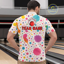 Load image into Gallery viewer, Ink Watercolor Pink Bowling Shirt for Men Women Custom Team Bowling Jerseys MBL103