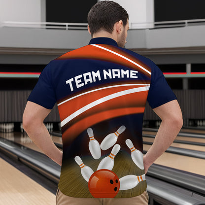 Custom Orange Bowling Jersey Bowling Team Shirts For Men Bowling League Polo & 1/4 Zip HNT163
