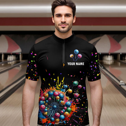 Custom Colorful Dandelion Bowling Shirt Bowling Team Jersey Quarter-Zip Bowling Performance QZT672