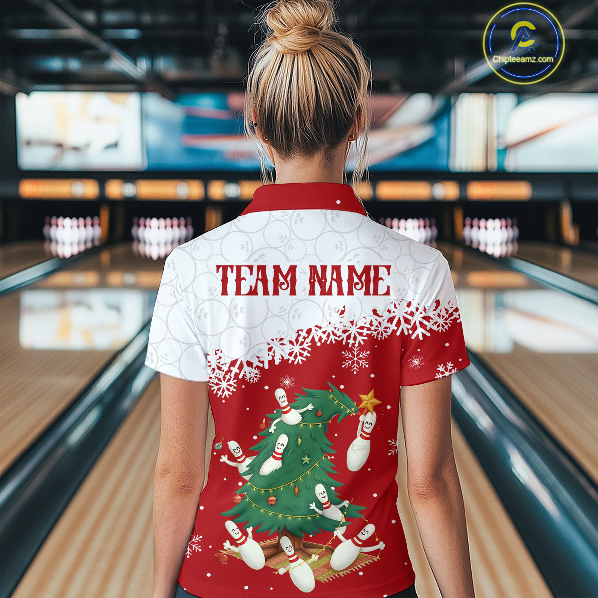 Custom Funny Christmas Bowling Jersey for Women Bowling Team Shirts Polo & 1/4 Zip HNT131