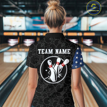 Load image into Gallery viewer, Personalized American Bowling Shirt Quarter-Zip Bowling Jersey Patriotic Bowling Outfit QZT684