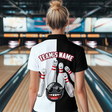 Load image into Gallery viewer, US Flag Bowling Shirt Funny Black &amp; White Bowling Jersey Women Quarter-Zip Performance Bowling Shirt QZT263