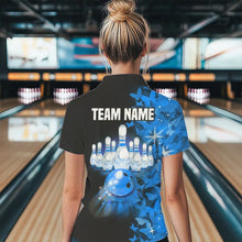 Load image into Gallery viewer, Blue Butterfly Bowling Shirts For Men Women Custom 1/4 Zip Bowling Jersey Team BDT505