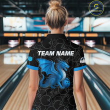 Load image into Gallery viewer, Custom Blue Dragon Bowling Shirts for Men Women Team Bowling Polo &amp; Quarter Zip MBL86
