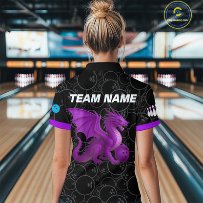 Custom Purple Dragon Bowling Shirts for Men Women Team Bowling Polo & Quarter Zip MBL86