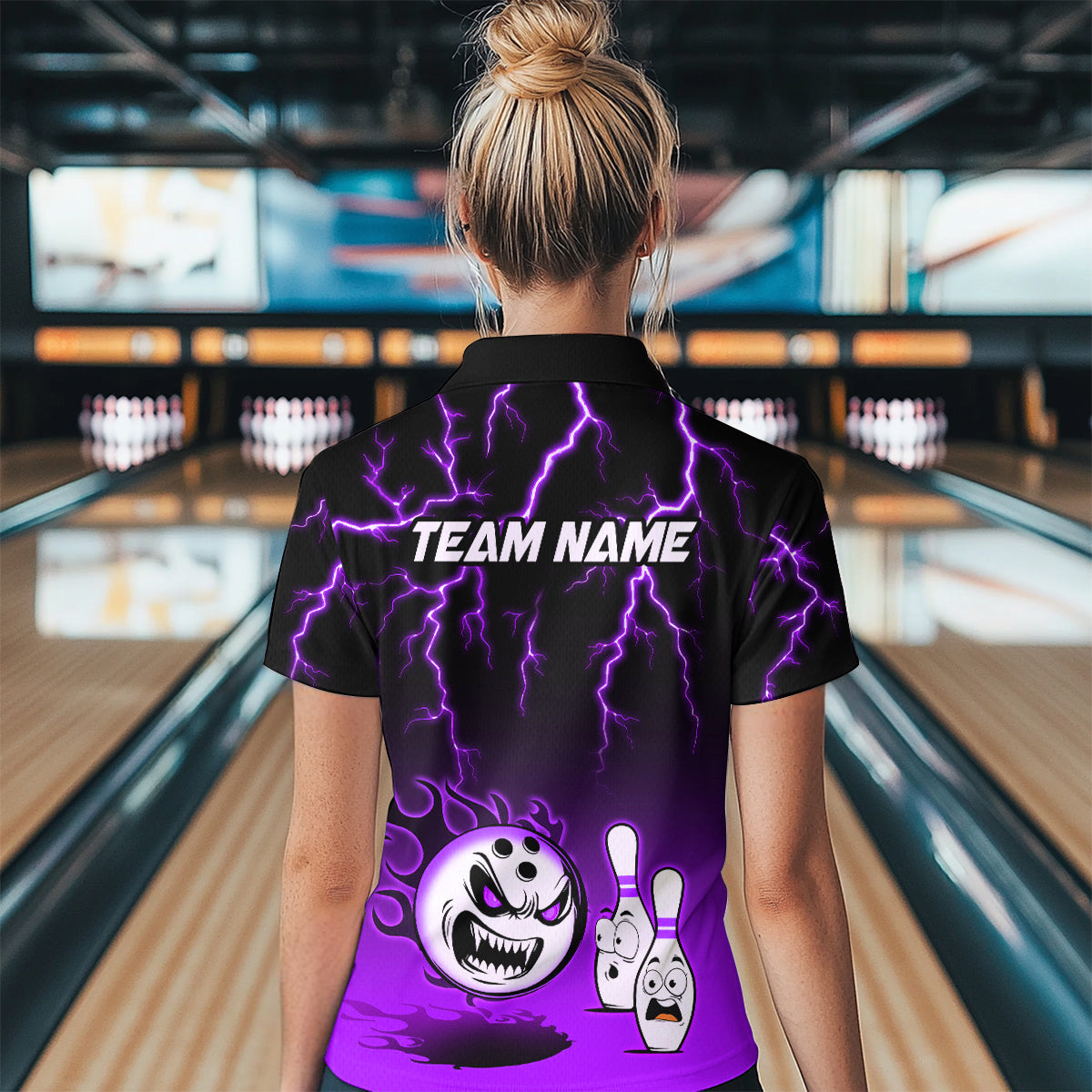 Purple Funny Crazy Bowling Shirt for Women Bowling Jersey Shirts Polo & Quarter- Zip Bowling League HNT17