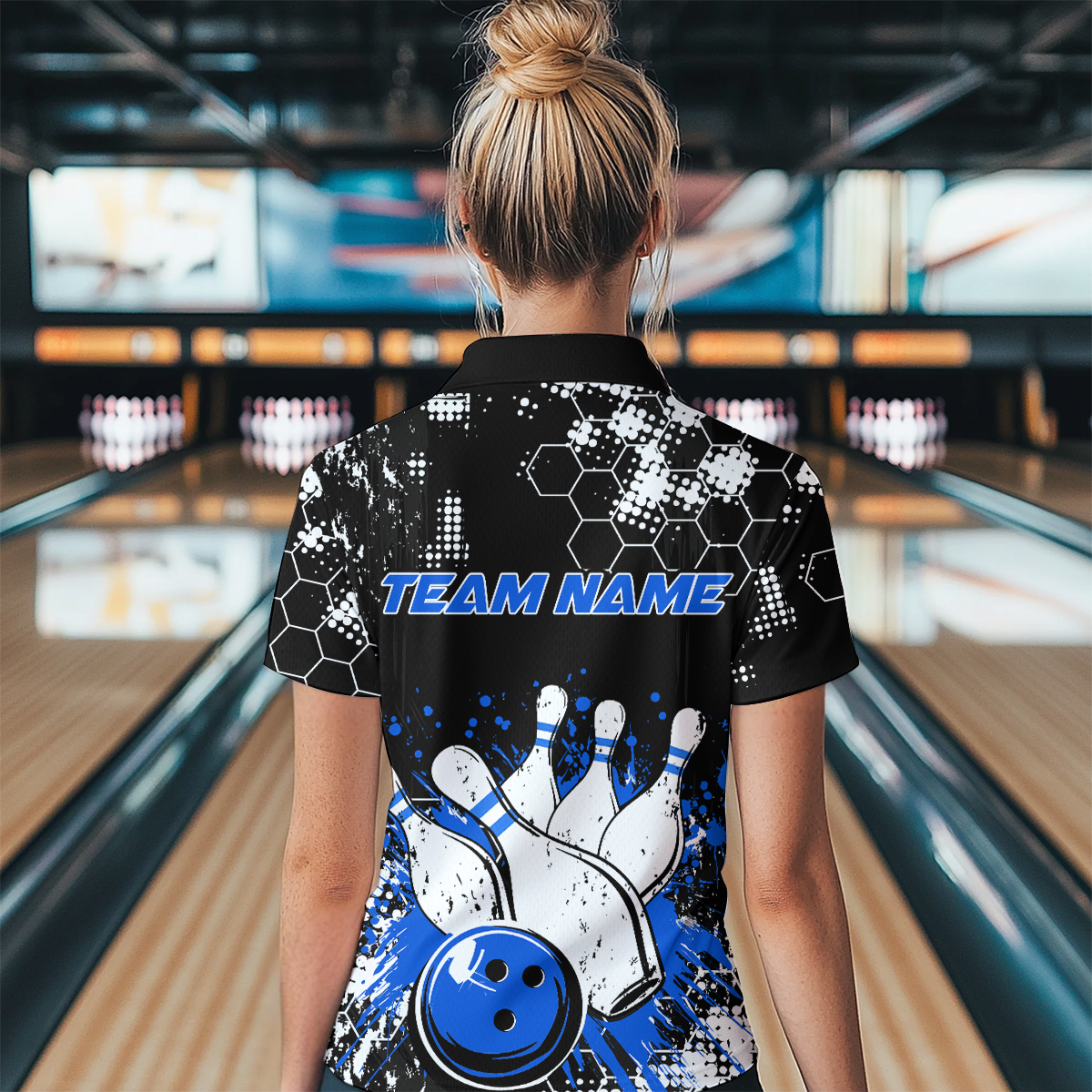 Blue Watercolor Bowling Shirts Men Women Team Custom Bowling Polo & 1/4 Zip Shirt MBL60