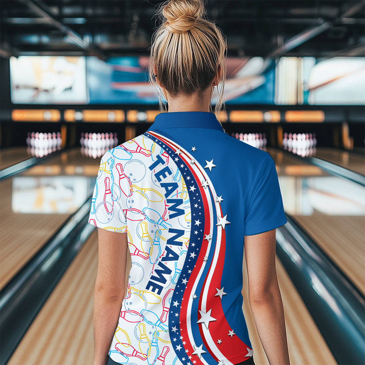Patriotic Bowling Shirt for Men Women Team Custom Bowling Polo Shirt & 1/4 Zip Shirts MBL22