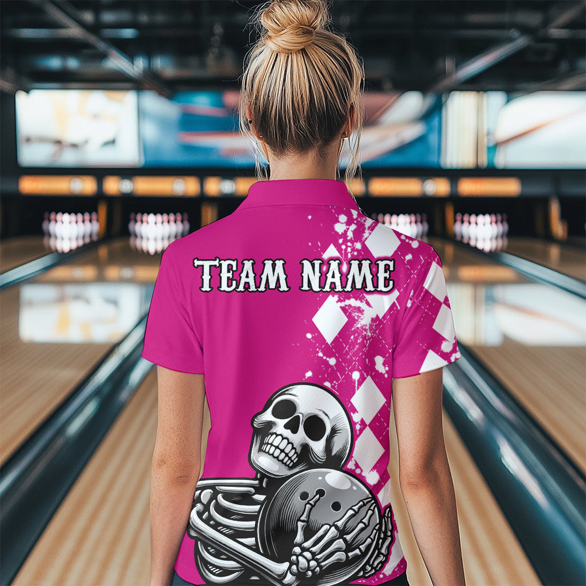 Skull Bowling Shirt for Women Custom Bowling Jersey Bowling 1/4 Zip Shirt QZT245
