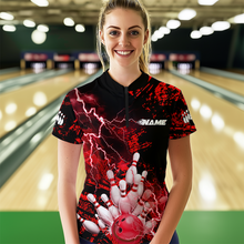 Load image into Gallery viewer, Red Thunder Lightning Bowling Shirt Custom Colorful Bowling Jersey Men Women Team MBL67