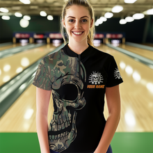 Load image into Gallery viewer, Camo Bowling Shirt Custom Skull Bowling Jersey Women Bowling Quarter-Zip Shirt For Team BDT284